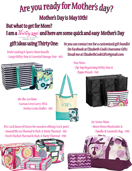This is a flyer created for my business as an Independant Consultant for Thirty One Gifts